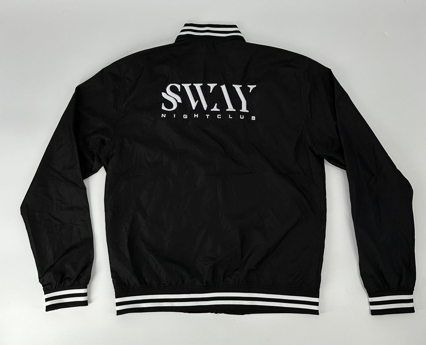 Sway Windbreaker Bomber Jacket Black with stripes